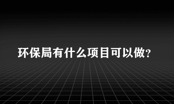 环保局有什么项目可以做？