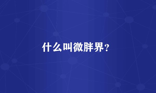 什么叫微胖界？