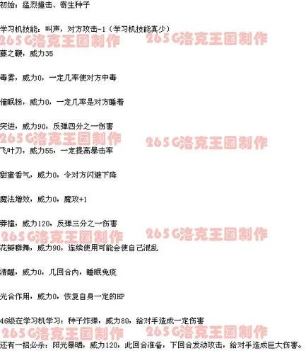 洛克王国喵喵进化图技能练级-265G洛克王国