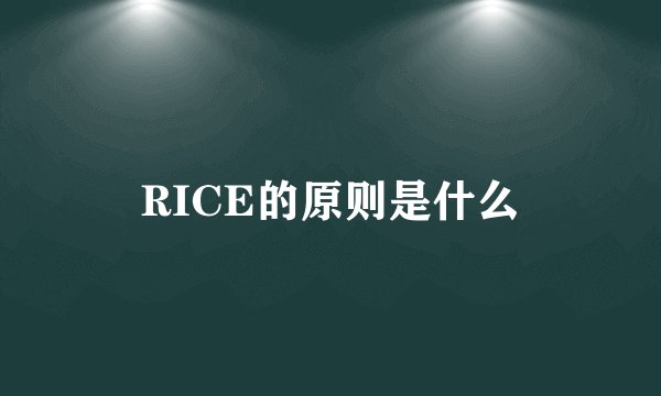 RICE的原则是什么