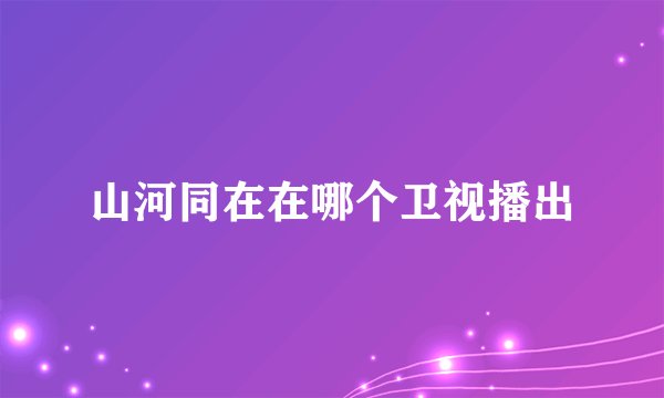 山河同在在哪个卫视播出