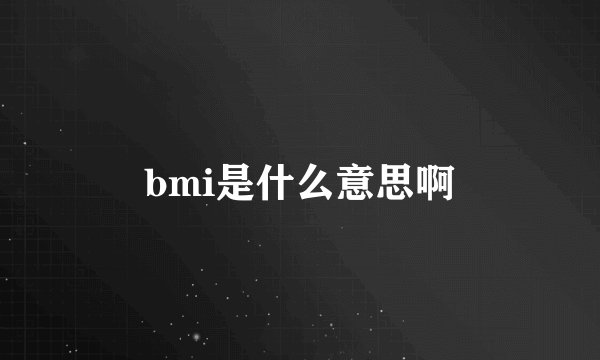 bmi是什么意思啊