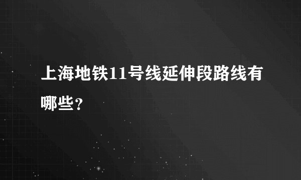 上海地铁11号线延伸段路线有哪些？