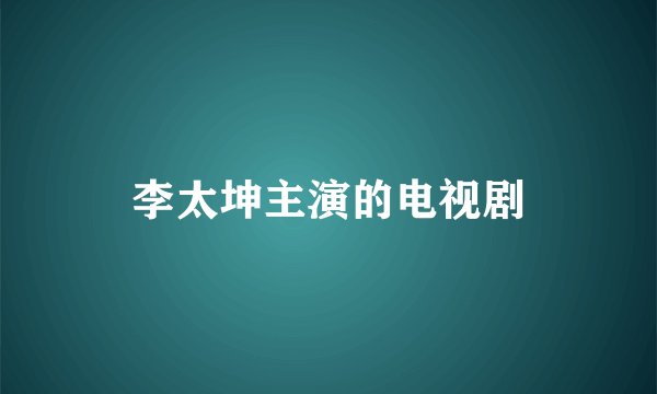 李太坤主演的电视剧