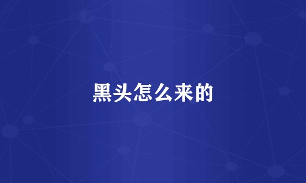 黑头怎么来的