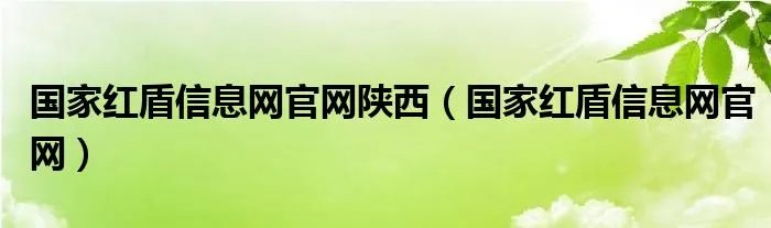 国家红盾信息网官网陕西（国家红盾信息网官网）