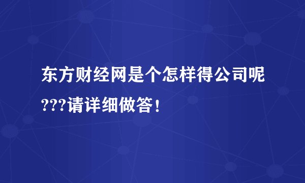 东方财经网是个怎样得公司呢???请详细做答！