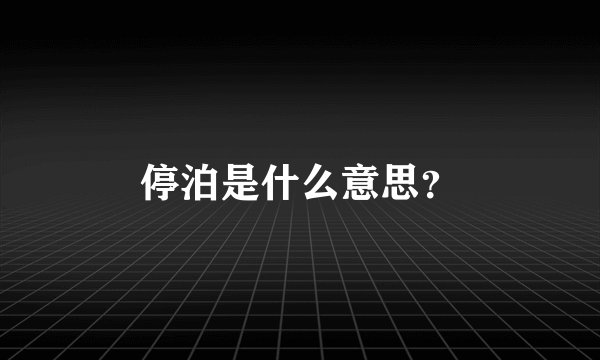 停泊是什么意思？