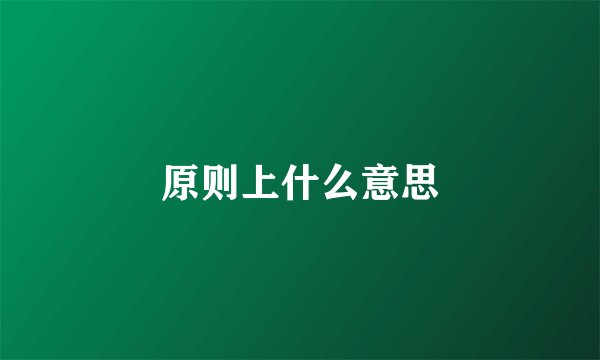 原则上什么意思