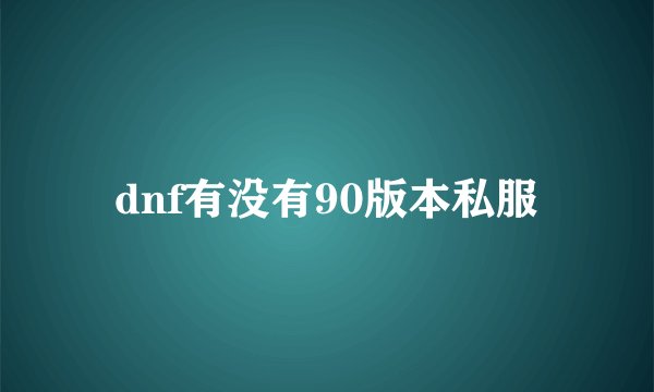 dnf有没有90版本私服