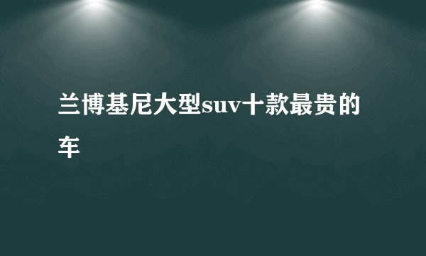 兰博基尼大型suv十款最贵的车