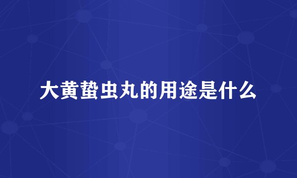 大黄蛰虫丸的用途是什么