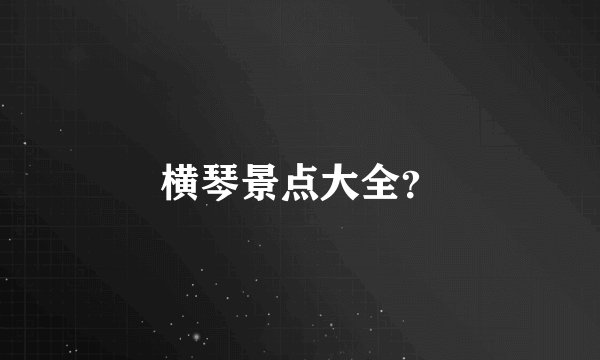 横琴景点大全？