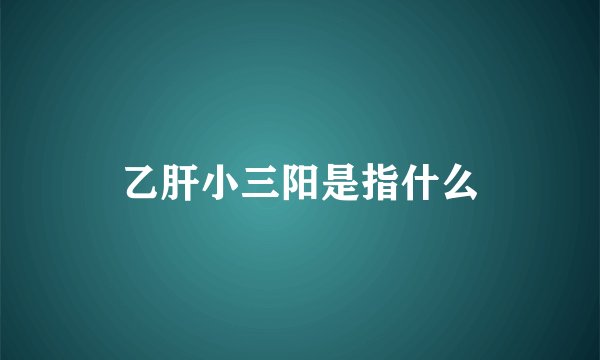乙肝小三阳是指什么