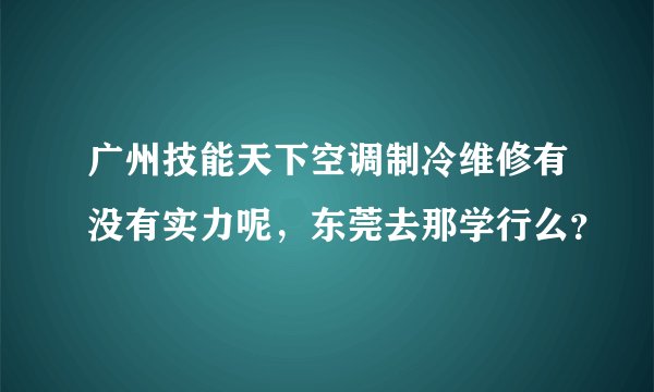 广州技能天下空调制冷维修有没有实力呢，东莞去那学行么？