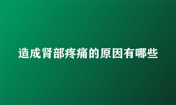 造成肾部疼痛的原因有哪些