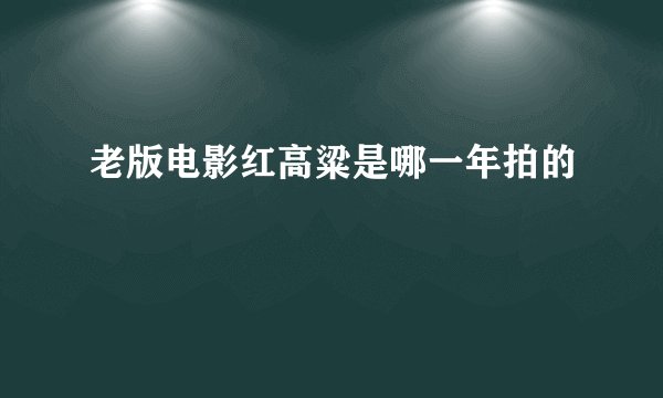老版电影红高粱是哪一年拍的