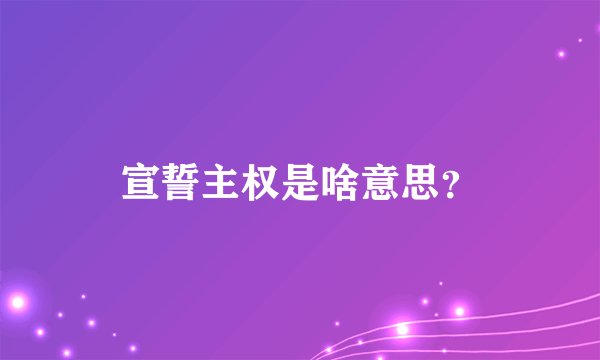 宣誓主权是啥意思？