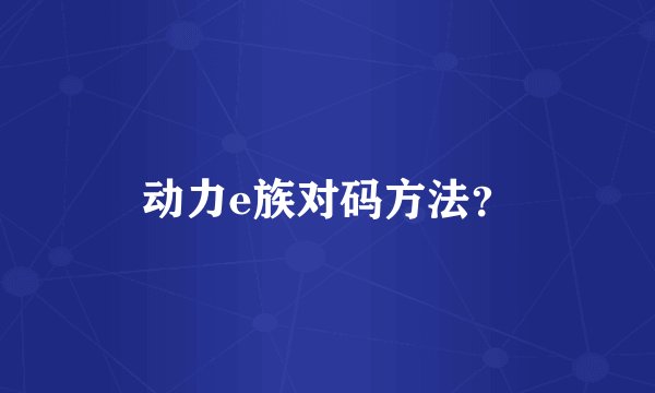 动力e族对码方法？
