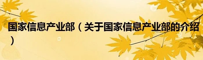 国家信息产业部(关于国家信息产业部的介绍)