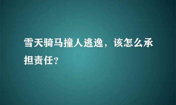雪天骑马撞人逃逸，该怎么承担责任？