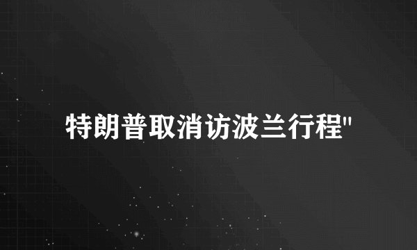 特朗普取消访波兰行程