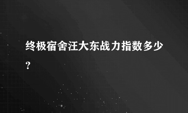 终极宿舍汪大东战力指数多少？