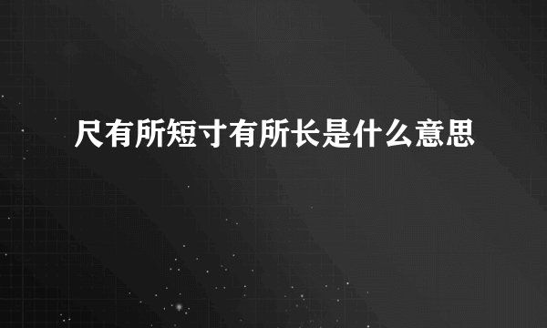 尺有所短寸有所长是什么意思