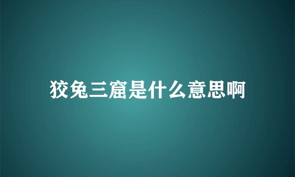 狡兔三窟是什么意思啊