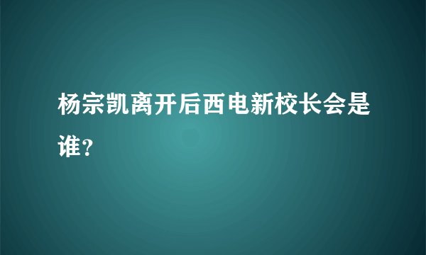 杨宗凯离开后西电新校长会是谁？