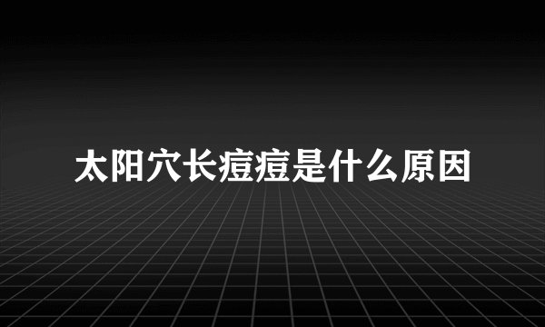 太阳穴长痘痘是什么原因