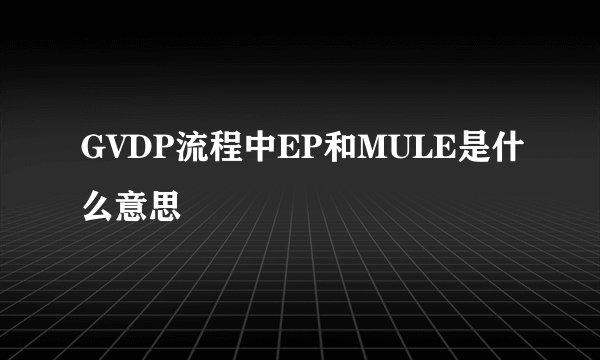 GVDP流程中EP和MULE是什么意思