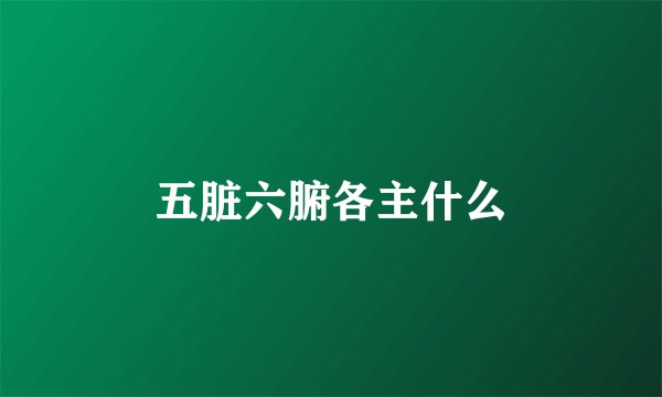 五脏六腑各主什么