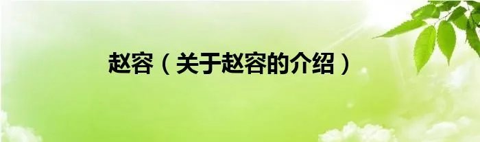 赵容（关于赵容的介绍）