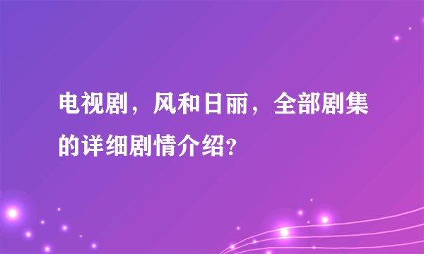 电视剧,风和日丽,全部剧集的详细剧情介绍?