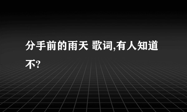 分手前的雨天 歌词,有人知道不?