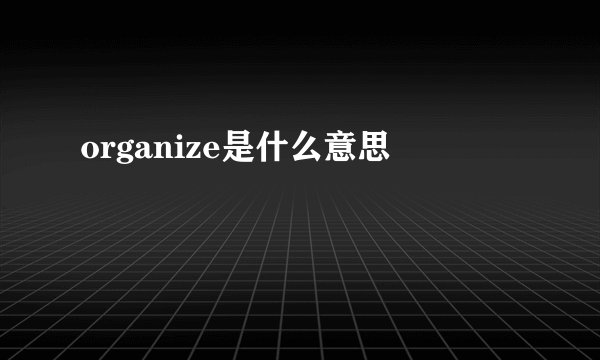 organize是什么意思