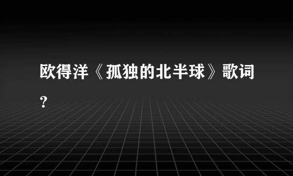 欧得洋《孤独的北半球》歌词？