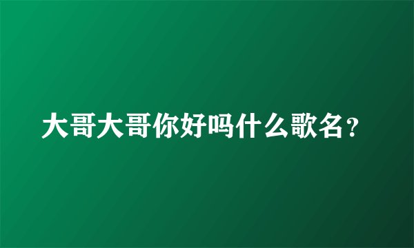 大哥大哥你好吗什么歌名？