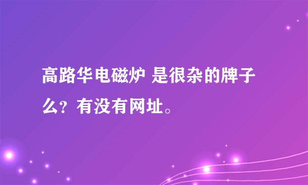 高路华电磁炉 是很杂的牌子么？有没有网址。