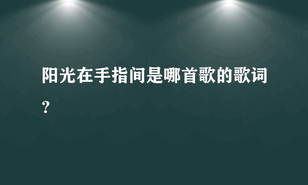 阳光在手指间是哪首歌的歌词？