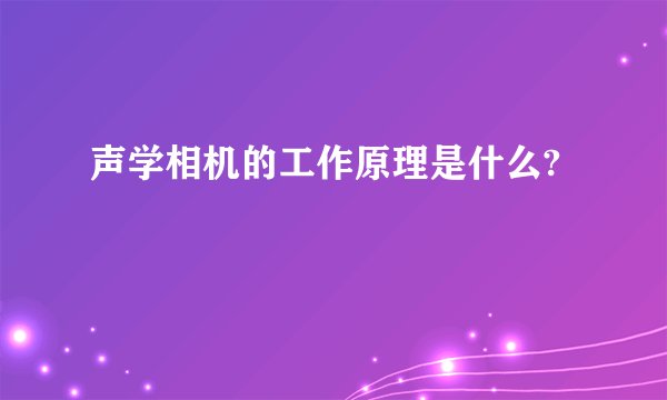 声学相机的工作原理是什么?