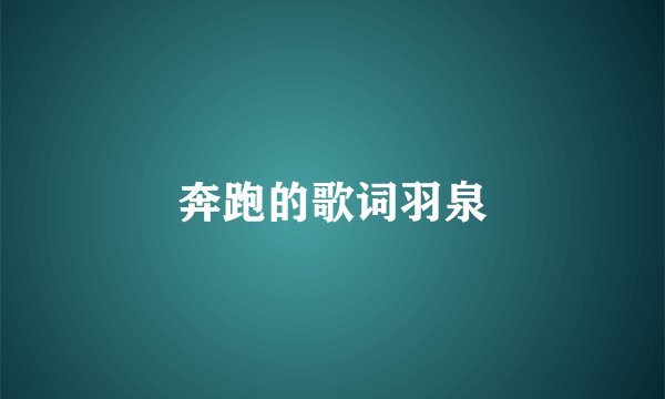 奔跑的歌词羽泉