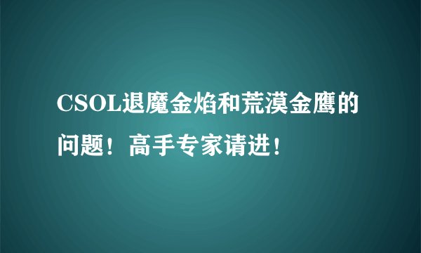 CSOL退魔金焰和荒漠金鹰的问题！高手专家请进！
