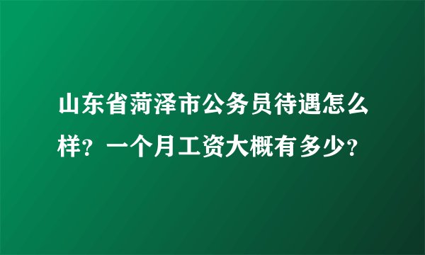 山东省菏泽市公务员待遇怎么样？一个月工资大概有多少？
