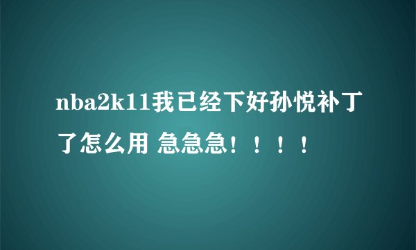 nba2k11我已经下好孙悦补丁了怎么用 急急急！！！！