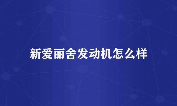 新爱丽舍发动机怎么样