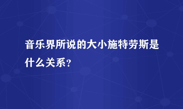 音乐界所说的大小施特劳斯是什么关系？