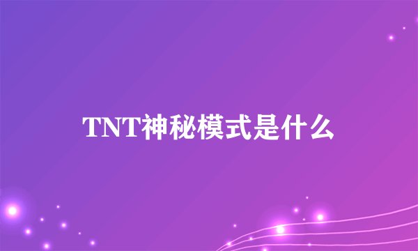 TNT神秘模式是什么