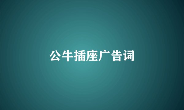公牛插座广告词